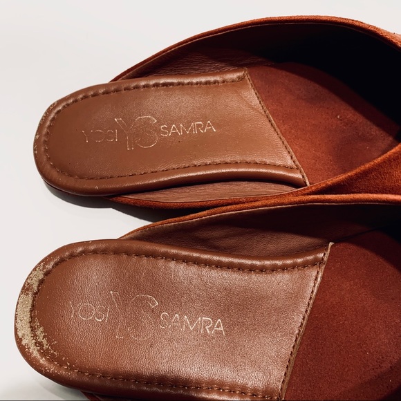 YOSI SAMRA VALENTINA BURNT ORANGE SUEDE MULES SLIP ON SHOES - Picture 4 of 11